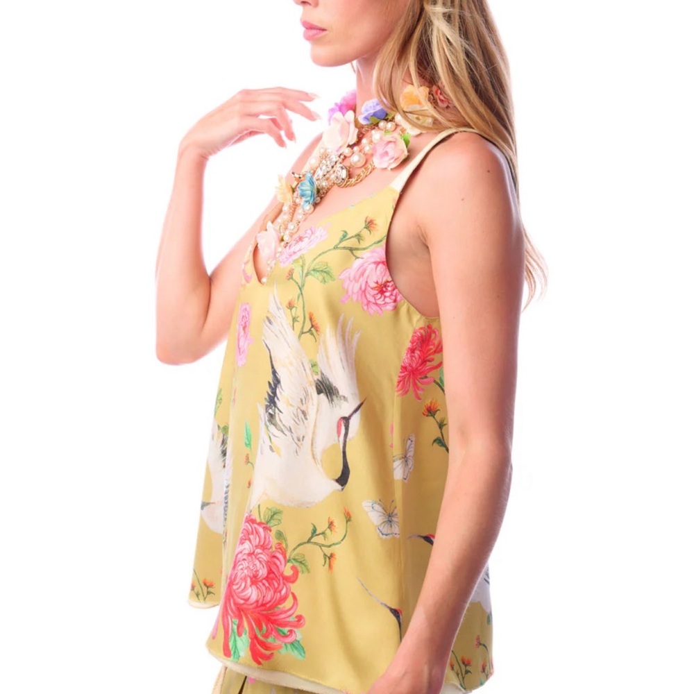 Aratta THE LEGEND OF THE CRANE Yellow Reversible Camisole NEW - Picture 3 of 10